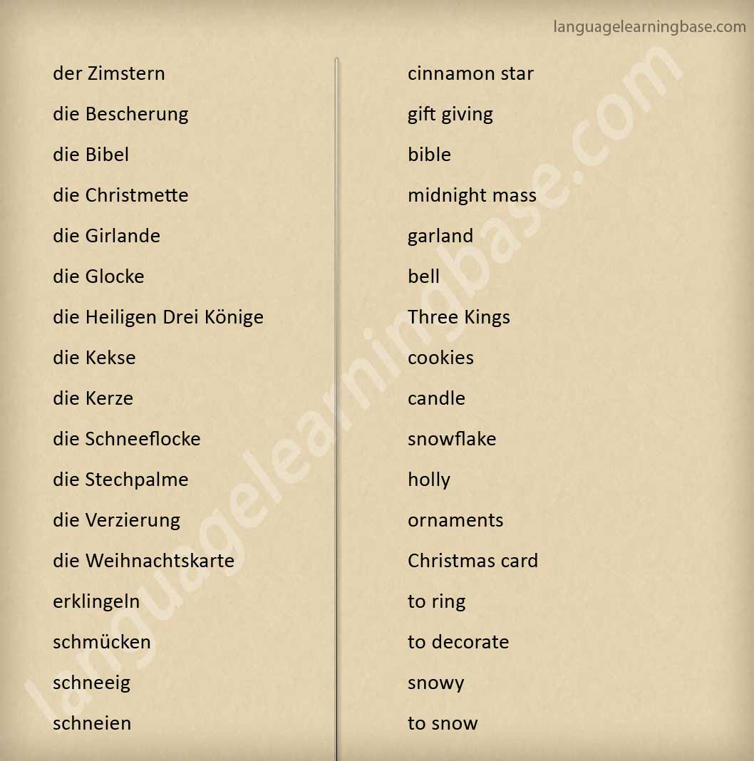 Learn German Vocabulary for Christmas - learn German,vocabulary,german